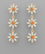  Marquise Glass 3 Flower Drop Earrings
