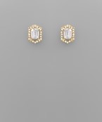  Pave Hexagon Glass Earrings