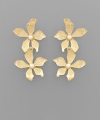  Textured Metal 2 Flower Drop Earrings