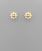  Pave Sun Smile Face Studs