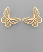  Bead Pearl Butterfly Cut Out Earrings