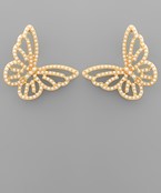  Bead Pearl Butterfly Cut Out Earrings