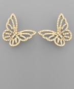  Pave Butterfly Cutout Earrings