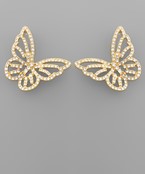  Pave Butterfly Cutout Earrings