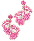 Seed Bead Baby Footprint Earrings