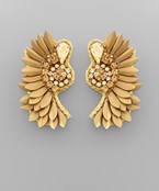 Round Crystal & Wing Earrings