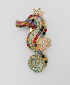  Crystal Seahorse Pin 