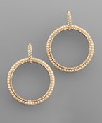  Pearl & Crystal Circle Dangle Earrings