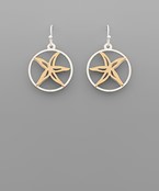  Starfish Cutout Circle Dangle Earrings