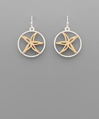  Starfish Cutout Circle Dangle Earrings