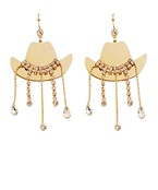  Cowgirl Hat Crystal Fringe Earrings