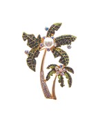  Crystal & Pearl 2 Palm Tree Brooch