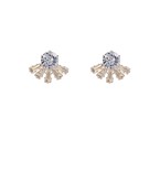  Rhinestone Fan Shape Earrings