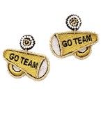  GO TEAM Embroidery Bullhorn Earrings