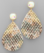  SnakeTeardrop Leather Earrings