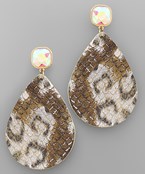  Cheetah Teardrop Leather Earrings