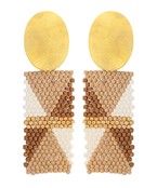  Bead Triangle Pattern Metal Earrings
