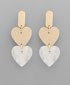  Leather & Acrylic Heart Earrings
