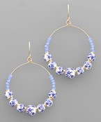  Flower Printed Ball Circle Earrings