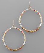  Multi Color Bead Circle Earrings