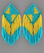  Bead Triangle Pattern Tassel Earrings