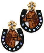  Beaded Horse & Horseshoe Earrings