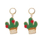 Seed Bead Cactus Huggie Hoops