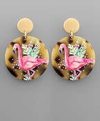  Flamingo Painted Disk Earrings 