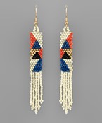  Seed Bead Triangle Narrow Fringe Earrings