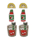  Seed Bead Cocktail 3p Earrings Set