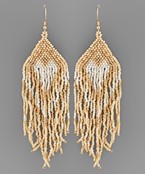  Seed Bead Rhombus Fringe Earrings