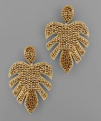  Metallic Bead Leaf Earrings