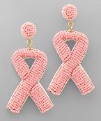  Pink Ribbon Bead Earrings