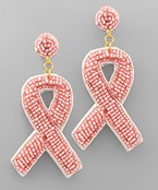  Pink Ribbon Bead Earrings