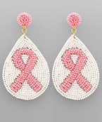  Pink Ribbon Teardrop Earrings