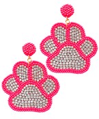  Crystal &  Beaded Paw Print Earrings