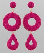  Raffia Wrapped Circle & Teardrop Earrings