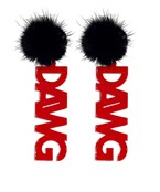  Gameday PomPom DAWG Letter Earrings