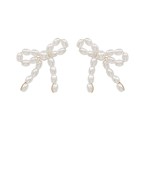  Rice Shape Pearl Ribon Earrings