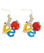  Pave LOVE Apple & Pensil Earrings
