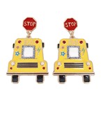  Epoxy School Bus Dangle Earrings
