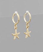  Pearl Starfish Dangle Huggie Hoops