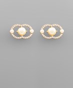  Pearl & Crystal Interlock Earrings