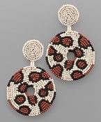  Leopard Circle Seed Bead Earrings