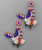  US Flag Eagle Bead Earrings