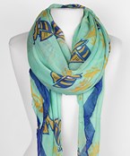  Ship/Palm Tree Print Scarf