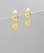  CZ Smile Face Brass Dangle Earrings