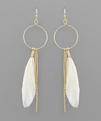  Feather & Chain Dangle Earrings