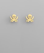  Pirate Skull Gold Dipped Earrings