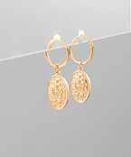  Oval Coin Dangle Hoops